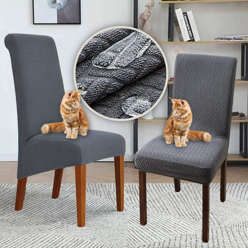 Kit Premium Capas de Cadeira Impermeável - Tecido Jacquard