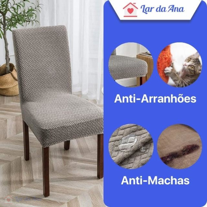 Kit Premium Capas de Cadeira Impermeável - Tecido Jacquard