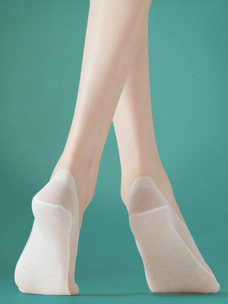 5 Pairs/Lot Socks Women's Summer Ultra-thin Invisible Low Cut Silicone Anti-slip Mesh No Show Ice Silk Solid Boat Socks