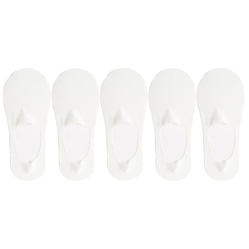 5 Pairs/Lot Socks Women's Summer Ultra-thin Invisible Low Cut Silicone Anti-slip Mesh No Show Ice Silk Solid Boat Socks