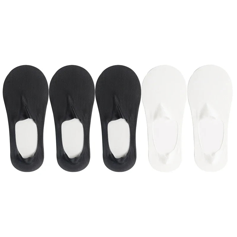 5 Pairs/Lot Socks Women's Summer Ultra-thin Invisible Low Cut Silicone Anti-slip Mesh No Show Ice Silk Solid Boat Socks
