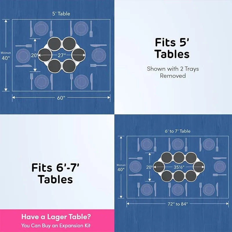 2 Plates and 2 Boards Rotating Dining Plate For Effortless Serving Food Grade ABS Table Top Rotating Kitchen Storage Rack