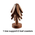 4PCS Tree Design Stand Wooden Trivets Decorative Anti Scald Heat Resistant Table Mat Coaster Wood Placemats Pot