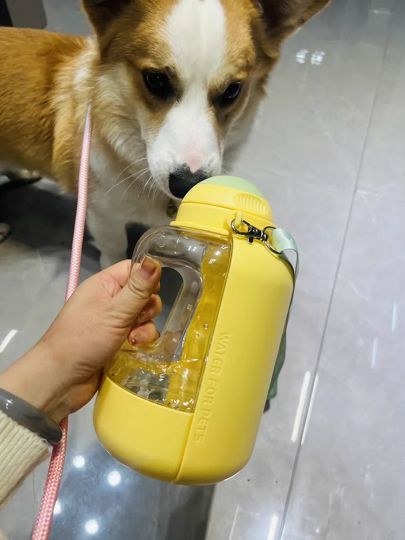 New dog ton ton large capacity pet out drinking pot cat water dispenser portable water cup water and food integrated bowl