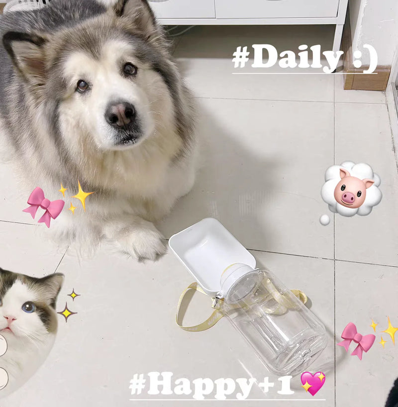 New dog ton ton large capacity pet out drinking pot cat water dispenser portable water cup water and food integrated bowl