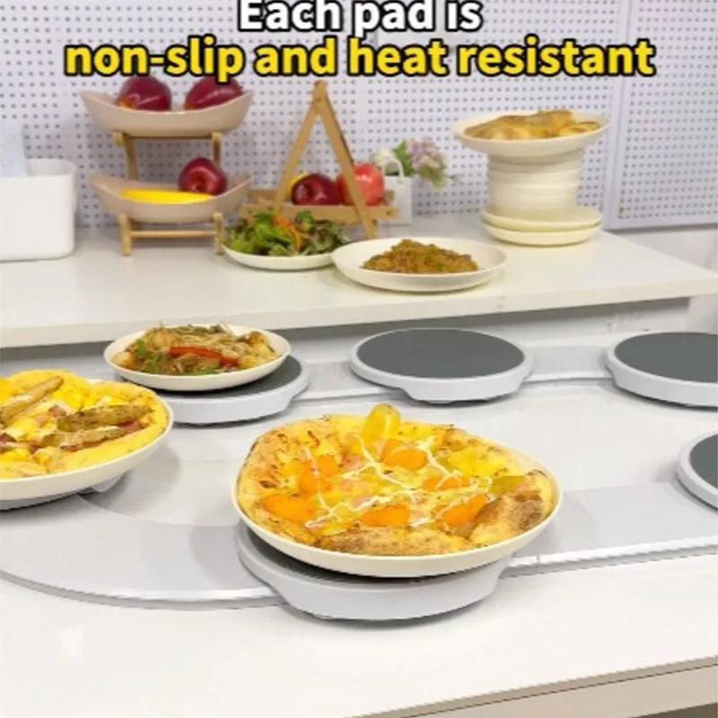 2 Plates and 2 Boards Rotating Dining Plate For Effortless Serving Food Grade ABS Table Top Rotating Kitchen Storage Rack