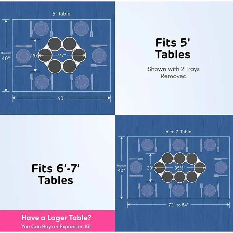 2 Plates and 2 Boards Rotating Dining Plate For Effortless Serving Food Grade ABS Table Top Rotating Kitchen Storage Rack