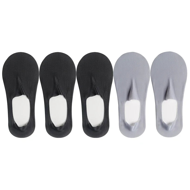 5 Pairs/Lot Socks Women's Summer Ultra-thin Invisible Low Cut Silicone Anti-slip Mesh No Show Ice Silk Solid Boat Socks