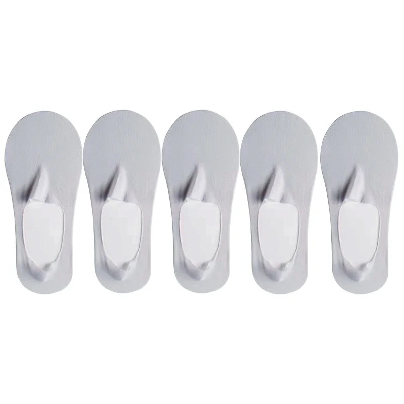 5 Pairs/Lot Socks Women's Summer Ultra-thin Invisible Low Cut Silicone Anti-slip Mesh No Show Ice Silk Solid Boat Socks
