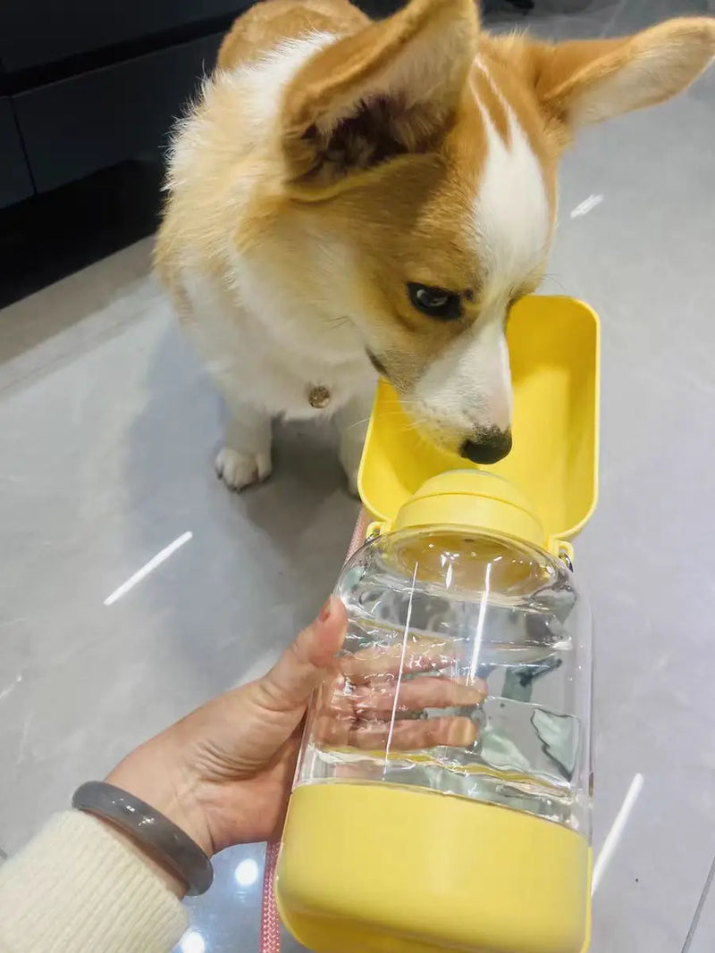 New dog ton ton large capacity pet out drinking pot cat water dispenser portable water cup water and food integrated bowl